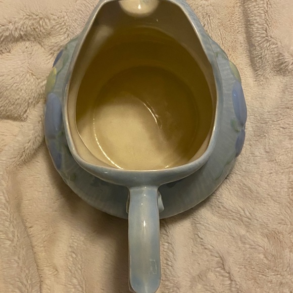 Vintage Retro 1977 Arnel's Ceramic Blue Mushroom Kitchen Pitcher EUC